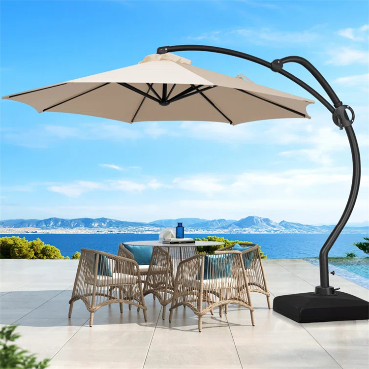 10ft Patio S ပုံသဏ္ဍာန် Hanging Offset Cantilever Umbrella