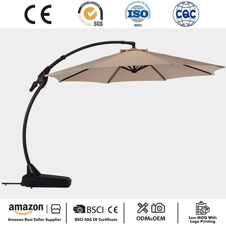 Base ပါသော 12 FT Curvy Patio Cantilever Umbrella