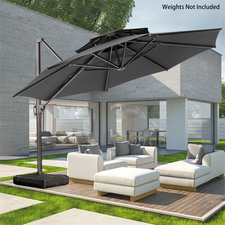 12 ပေ Double Top Cantilever Offset Patio Umbrella