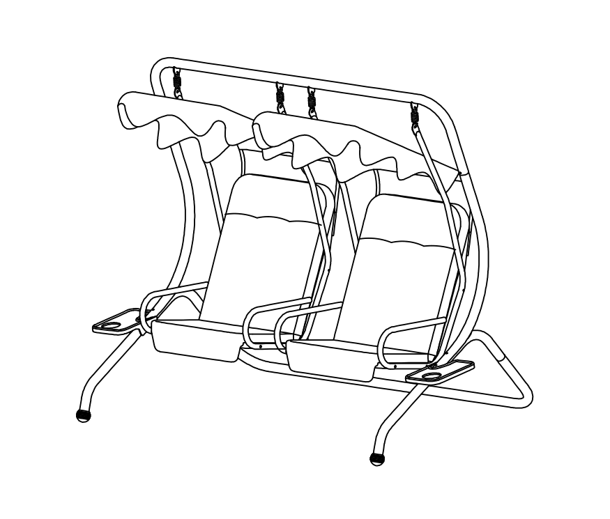 2 Person Canopy Steel Porch Swing Assembly ညွှန်ကြားချက်