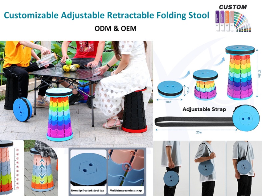 ဂေဟစနစ်သုံးနိုင်သော Folding Telescopic Telescope Camping Stool