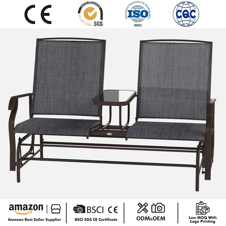 အလယ်စားပွဲပါသော ထိုင်ခုံနှစ်ထပ် Glider ခုံတန်းလျား