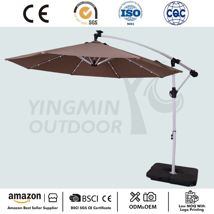 နောက်ဆုံးပေါ် 10FT Patio Cantilever ဆိုလာ LED ထီး