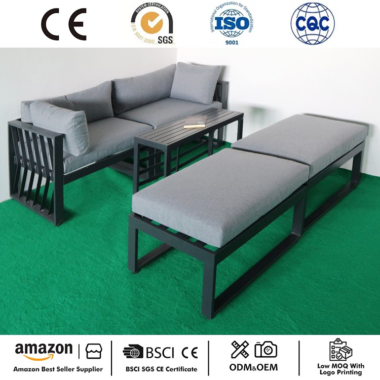 နောက်ဆုံးပေါ် Outdoor Sectional Sofa Set အလူမီနီယမ်