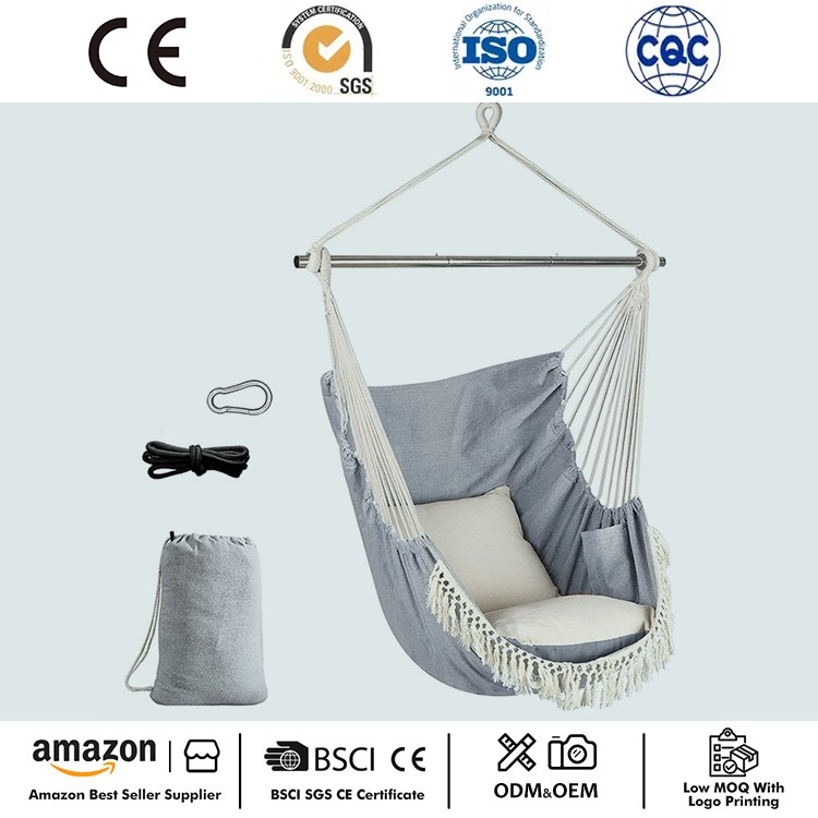 ဘေးအိတ်ကပ်ပါရှိသော အိတ်ဆောင် Macrame တွဲလောင်းထိုင်ခုံ