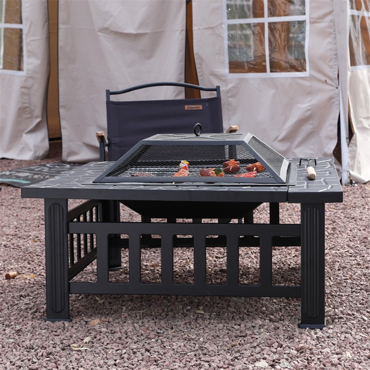 Square Outdoor OutdoToor Firepit မီးလောင်ရာ